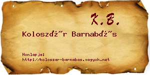 Koloszár Barnabás névjegykártya